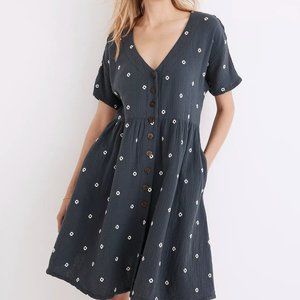 Embroidered Lightspun Button-Front Mini Dress | Madewell